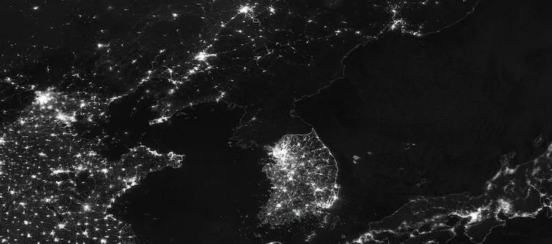 Korean Peninsula at night